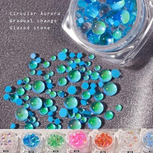 2021 Mixed Size Blue/Green/Pink/White Opal 3D Crystal Nails Art Rhinestone Flatback Glass Nail Mermaid Bling Art Decoration