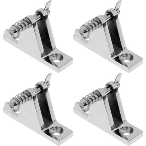 4Pcs 90 Degree Bimini Universal Deck Hinge w/ Pin Stainless Steel Boat Accessories Marine Hardware for Watercraft Yacht Silver