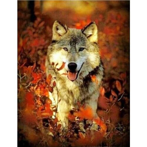 ARMYQZ Diamond Art Animal Wolf Diamond Painting 5D Full Square Drill Round Cross-Stitch Diamond Art Painting Kits