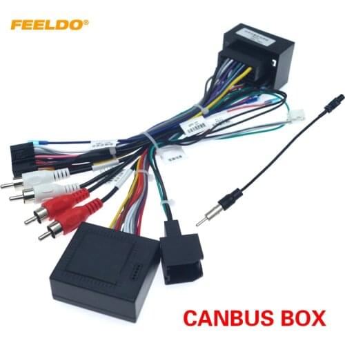 FEELDO Car Media Radio Player 16Pin Android Wire Harness With Canbus Box For Chevrolet Trax Cruze Aveo Buick Regal Power Cable