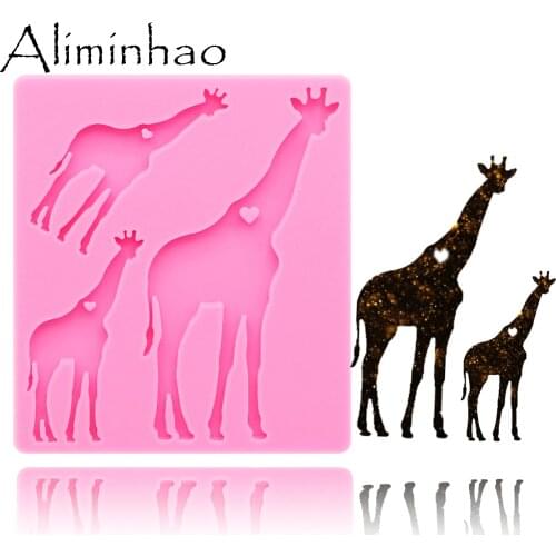 DY0106 Shiny silicone Giraffe family mother/baby molds DIY epoxy resin molds for jewelry Decorative Craft Keychain Mold