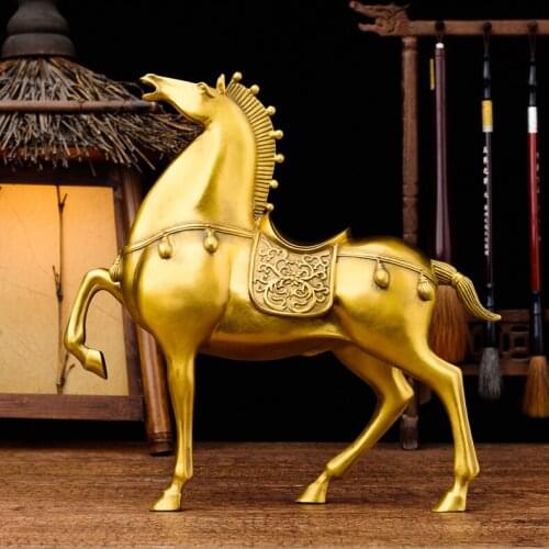 GOOD Business Efficacious Money Drawing Talisman Good luck Success -Home office FENG SHUI TANG Royal GOLD copper horse statue