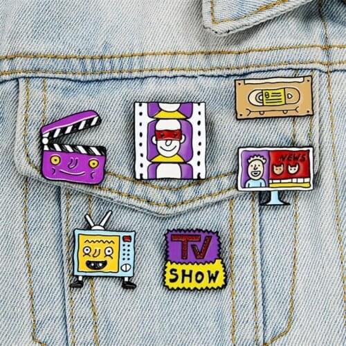 Cartoon Retro Color TV CD TV Tape Computer Film Enamel Brooch Alloy Badge Clothes Bag Pin Accessories Cute Punk Jewelry Gift