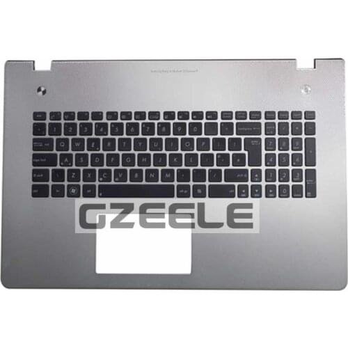 GZEELE for ASUS N76 N76V N76VB N76VJ N76VM N76VZ UI Layout keyboard With Silver Palmrest upper case KB bezel silver