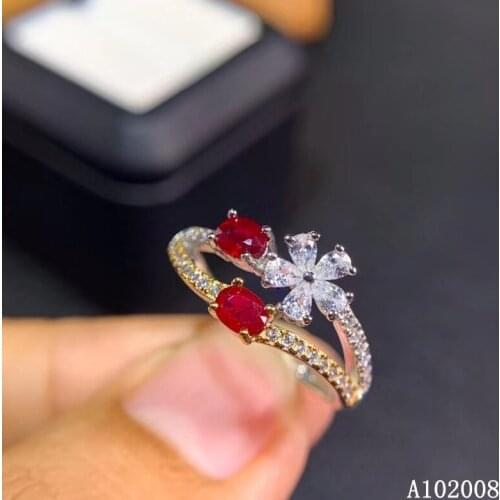 KJJEAXCMY fine jewelry 925 sterling silver inlaid natural ruby ring trendy new female ring vintage support test with box