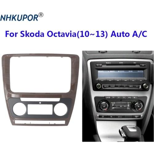 Car Dash Panel Frame Kit For Skoda Octavia 2010-2013 Auto A/C Stereo Bezel Mount Refit Face Plate Installation Fascia Peach Wood