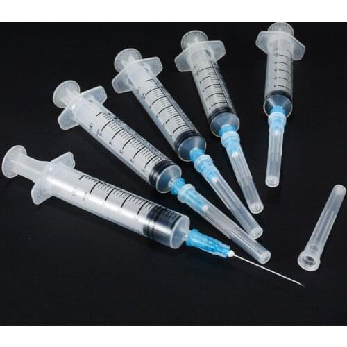2/5/10Pcs Reuseful 5ml Plastic Syringe with Pointed End Tip Needle and Storage Cap Glue Easy to Wash