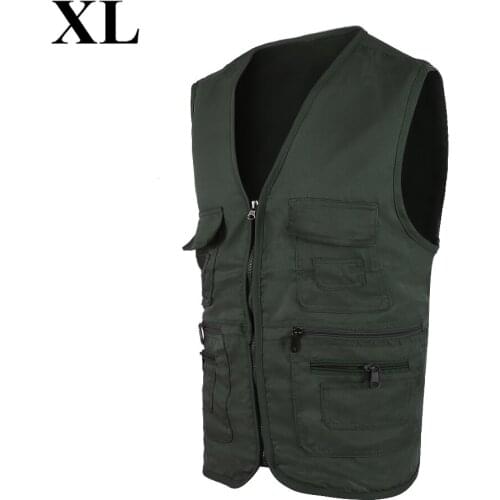 Men Outdoor Fishing Vest Hunting Jacket Comfort Sportswear Multi Pockets for fishing, hunting, traveling XL/2XL/3XL