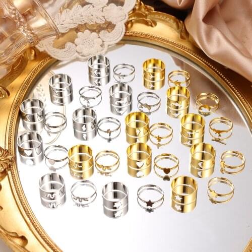 Punk Hiphop Geometric Butterfly Rings for Women Gold Silver Color Couple Butterfly Ring Set 2021 Trendy Open Rings Party Jewelry