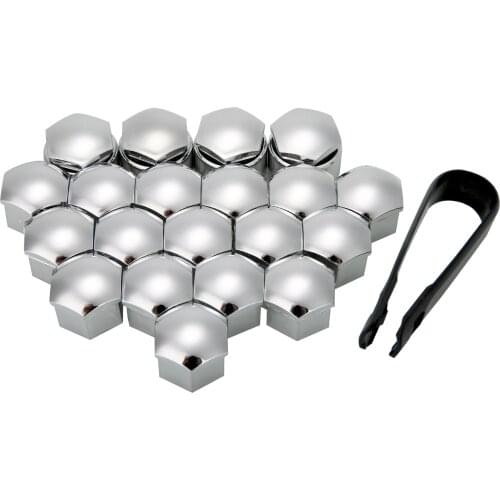 20pcs Silver 17mm Auto Protecting Bolt Set Wheel Nut Bolt Cover Cap+Removal Tool Hexagon Style For Car Wheel Parts