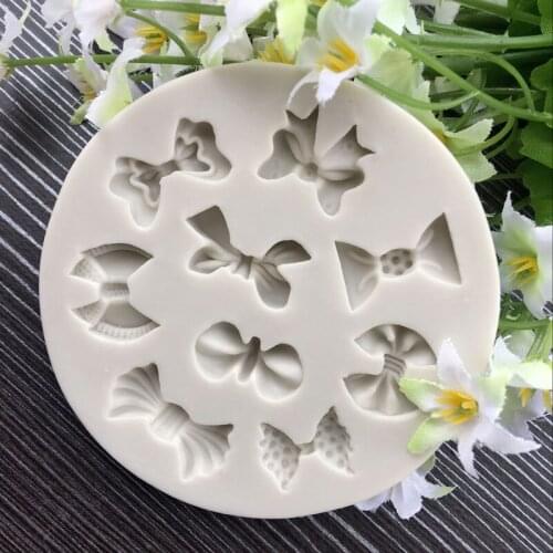 New Cute mini bow shape silicone fondant cake decoration Chocolate candy mould Christmas wedding cake decoration Baking tools