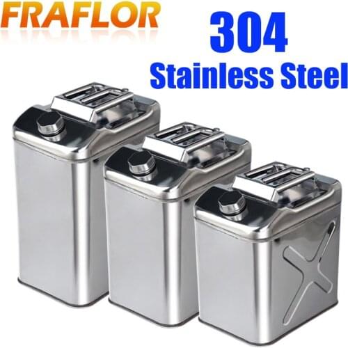 Outdoor 10L 20L 304 Stainless Steel Fuel Tank Oil Gasoline Diesel Tank Metal Iron Storage Can Car Motorcycle Truck Accessories