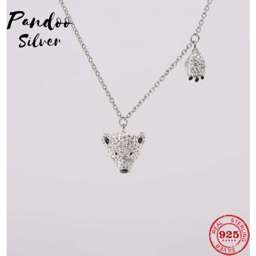 PANDOO Fashion Charm Pure 925 Silver Original 1:1 Copy, Fashion Arctic Fox Wild Pendant Necklace Female Luxury Jewelry Gifts