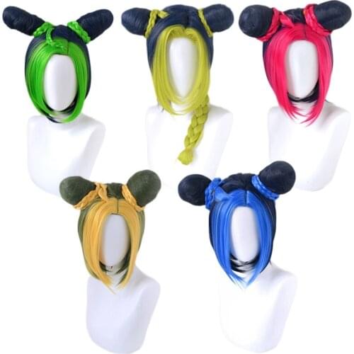 Anime JoJos Bizarre Adventure Jolyne Cujoh Cosplay Wig Heat Resistant Hair with Wig Cap Halloween Party Role Play Cosplay Prop