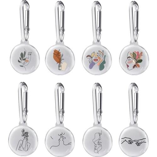 Transparent Protective Case For Apple AirTags Art Lines Cover For Air Tag Locator Tracker Keychain Anti-Lost Anti-Scratch Sleeve