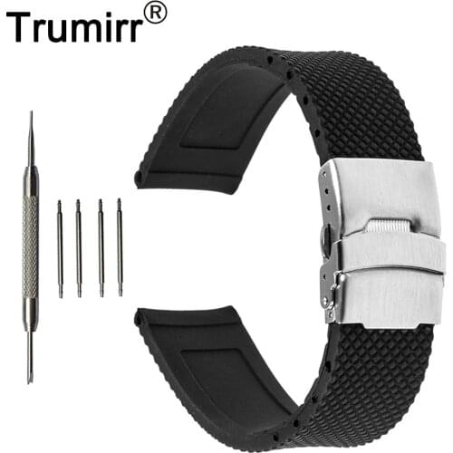 19mm 20mm 21mm 22mm 23mm 24mm Universal Watchband Mesh Pattern Silicone Rubber Watch Band Resin Strap Bracelet