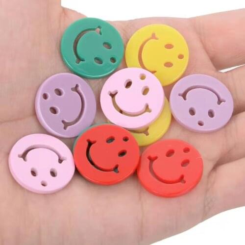 Mixed Colors Smilely Resin beads loose Round Beads Craft For Fashion Jewelry Making DIY Bracelets Pendents beads