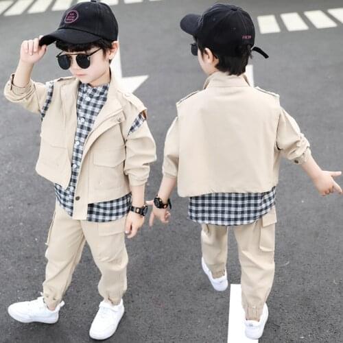 Loose Spring Autumn Childrens Clothes Set Boys Vest +Blouse + Pants 3pcs/Set Kids Costume Teenage Girl Clothing High Quality