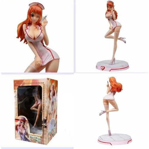 One Piece Japanese Anime Character 33CM GK Uniform Temptation Beautiful Sexy Nurse Nami Hand Boxed Model Toy Friend Gift toy
