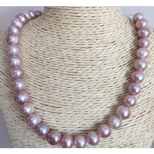 Gorgeous 10-11mm south sea baroque lavender pearl necklace 18"14K Gold Clasp KKK