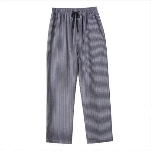 Spring Autumn Men 100% cotton Vertical sleep bottoms Male top quality nighty trousers Men Casual Loosen pajama pants XXL 100KGS