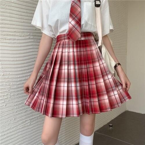 Japanese Jk School Uniform Pleated Skirt Girls Lolita Kawaii Cosplay Plaid High Waist Mini Plus Size Harajuku Short A Line Skirt