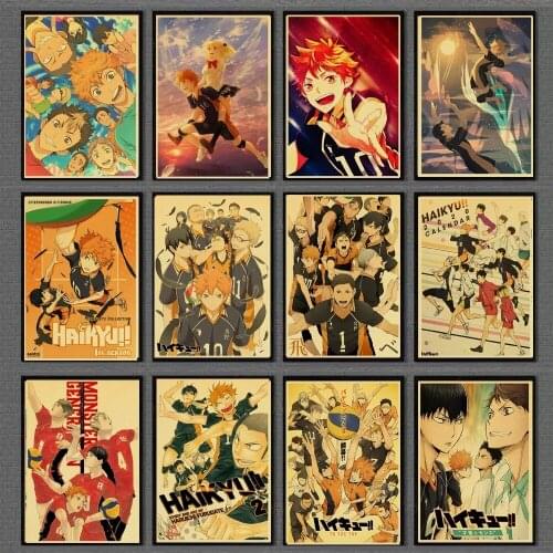 Japanese Anime TV Haikyuu!! Retro Posters and Prints Art For Fans Home/Living Room/Bar Wall sticker Painting