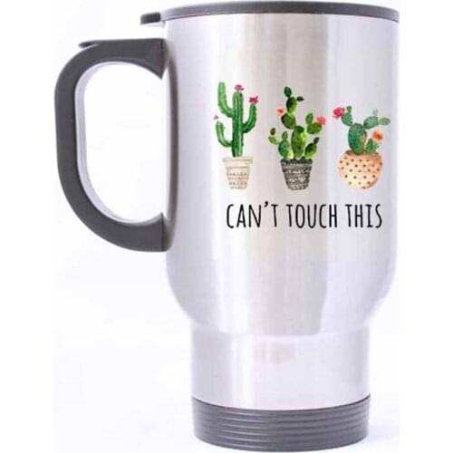 Funny Cactus Mug - Can't Touch This Mug - 100% Stainless Steel Material Travel Mugs - 14oz sizes