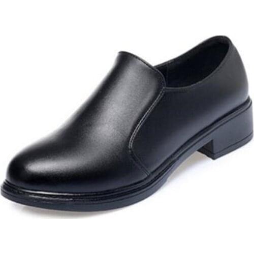 Hot 2020 New Spring Round Head Genuine Leather Shoes Black Shoes Comfort Breathable High Heel Shoes Fashion Elegant Women Shoes