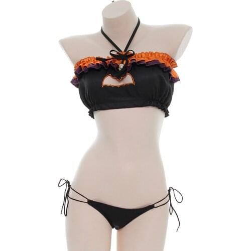 Kawaii Cat Sexy Lingerie Set Women Lolita Haloween Party Anime Cosplay Costume Japanese Cute Devil Open Chest Bra Underwear
