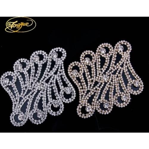 10*10cm Gorgeous Rhinestone Applique Crafts Sewing Patch Clear Crystal Rhinestones For Wedding Dress Dress Adornment