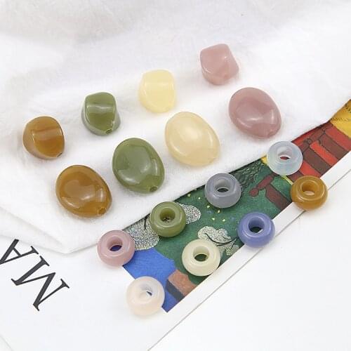 10pcs Korean Retro Shaped Irregular Resin Perforated Beads Earrings For Women Pendant Material Diy Handmade Jewelry Accessories