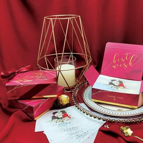 10pcs New Ins Wind Tracing Paper Thank-You Card Candy Box Internet Hot Customizable Wedding Candies Box Wedding Candy Box