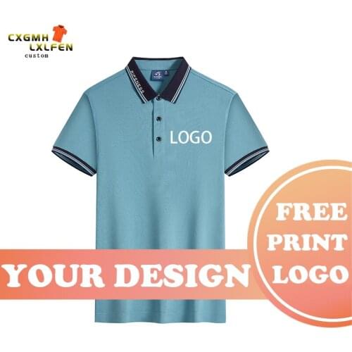 2021 summer regular new 6-color POLO shirt custom LOGO lapel short sleeve printing DIY brand text