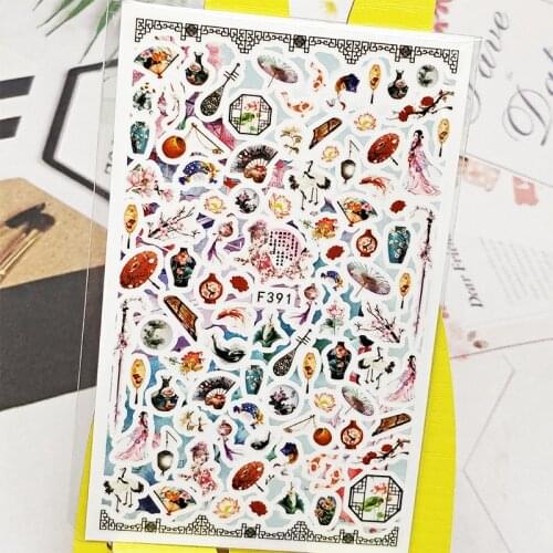 3D Nail Sticker Decals Vase Violin Fairy Design Nail Art Decorations Stickers Sliders Manicure Accessories Nails Decoraciones