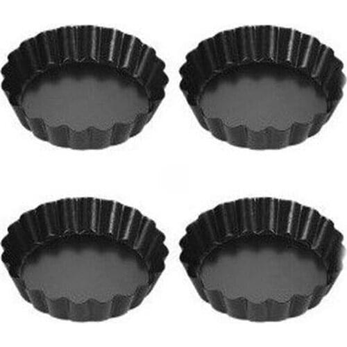 4Pcs 3.9inch Diameter Non-Stick Quiche Pan Removable Round Tart Mold Cake Mould Pans with Loose Bottom