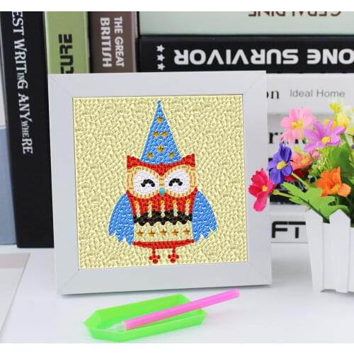 5D DIY Diamond Painting with Frame Cute Bear Rhinestone Embroidery Cross Ctitch Mosaic Picture for Childrens Room Decor