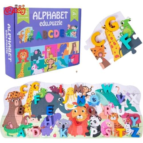 Baby Montessori Large piece learning card Funny digital puzzle Number & Alphabet Learning puzzle