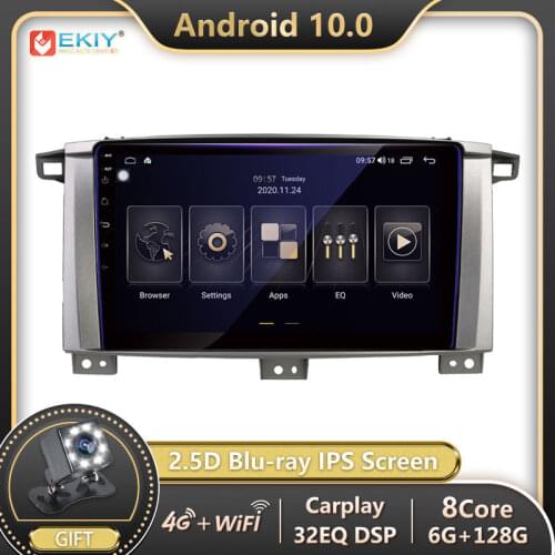 EKIY 2 din IPS Android 10 For Toyota Land Cruiser LC 100 2002-2007 Car Radio Multimedia Video Player GPS Navigation Stereo BT HU