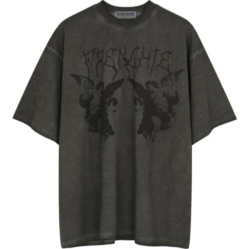 Hip Hop Streetwear Oversize T-Shirt 2021 Men and women Angel Dark Print Tshirt Harajuku Cotton Loose Summer Short Sleeve Tops