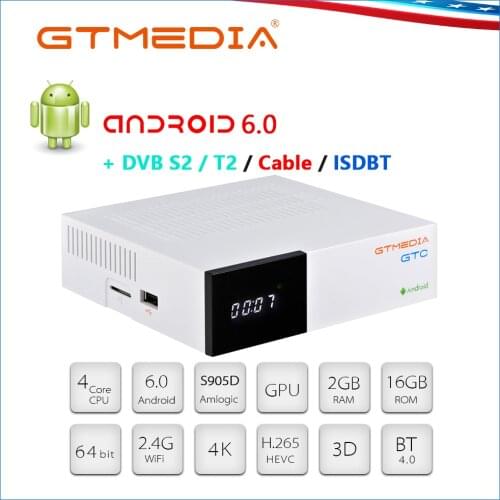 GTMEDIA GTC Smart TV Box DVB-S2/T2/Cable support m3u for GTPlayer,Built-in WiFi 3D 4K Network Media Player ACM Android TV Box