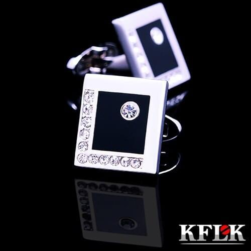 KFLK jewelry 2020 NEW shirt cufflinks for mens hot Brand cuff buttons Crystal cuff link Top Quality abotoaduras Black Jewelry