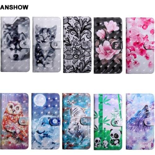 3D Flower Leather Wallet Case For Iphone XR XS MAX X 10 8 7 6 6S SE 5 5S Dog Wolf Tiger Cat Owl Lace Card Slot ID 50PCS