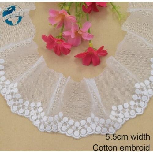 5yards 5.5cm wide Cotton embroid lace edge sewing ribbon guipure trim wedding lace DIY Garment Accessories french doll lace3937