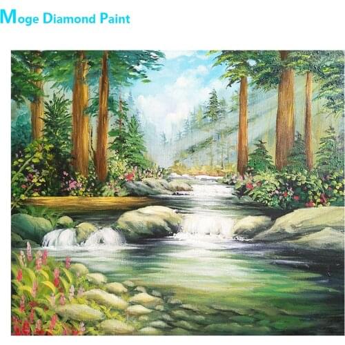 Forest Trees River Diamond Painting Round Full Drill Scenic Nouveaute DIY Mosaic Embroidery 5D Cross Stitch Home Decor Gifts
