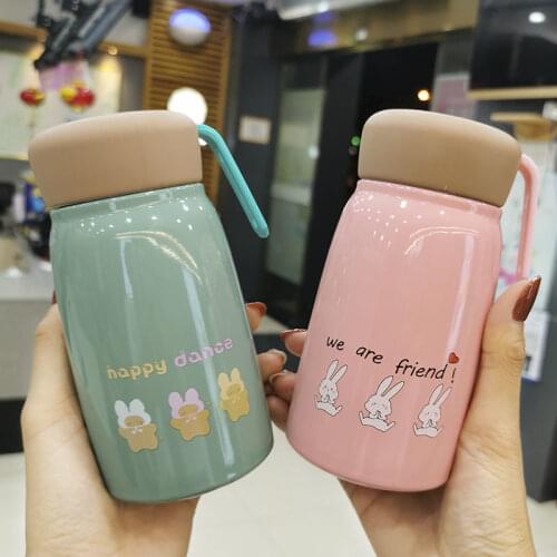 Kawaii Water Bottle 304 Stainless Steel Thermos Bottle Thermal Cup Vacuum Flask 380ml Coffee Insulated Cup Thermo Mug Girl Gift