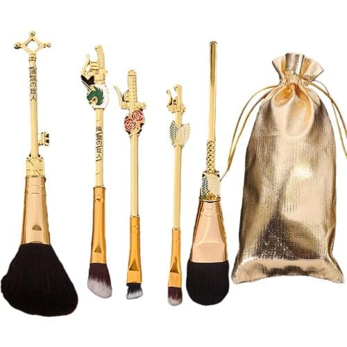 5pcs Cosmetic Anime Makeup Brushes Set Cosplay Gift Cosmetic Makeup Brush Set For Women With Storage Bag Makeup Brushes Beauty