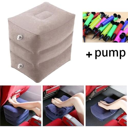 Camping air cushion Footrest Pillow Resting Pillow On Airplane Car Bus Pillow Inflatable Travel Foot rest with pump