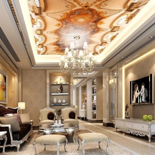 Bacaz SISTINE CHAPEL European 3d Wall Ceiling Mural Angel Wallpaper for Living Room Hall 3d Wall Ceiling Wall paper