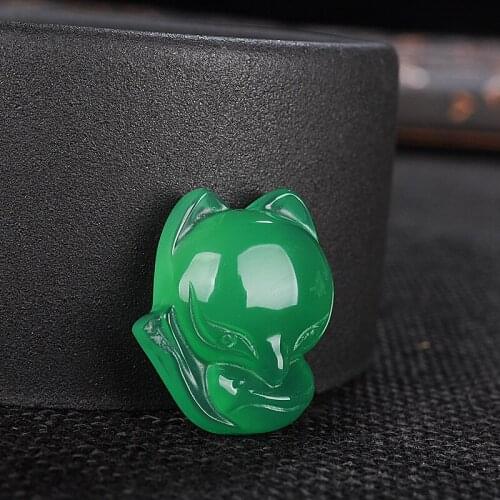 Natural Agate Chalcedony Fox Pendant Jewelry Lucky Prosperous marriage Auspicious Amulet Jade Pendant Fine Jewelry